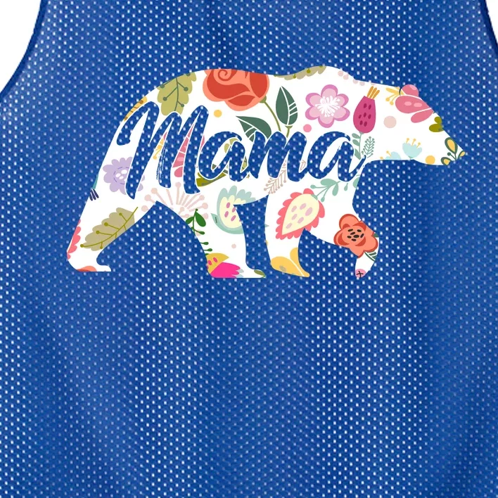 Mama Bear Cute Flower Pattern Mesh Reversible Basketball Jersey Tank