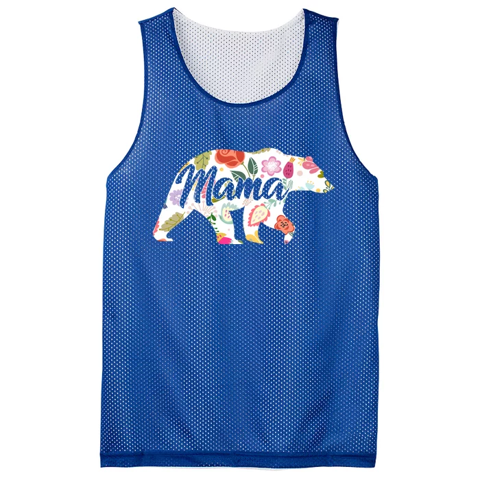 Mama Bear Cute Flower Pattern Mesh Reversible Basketball Jersey Tank