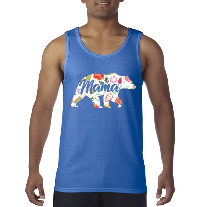 Mama Bear Cute Flower Pattern Tank Top