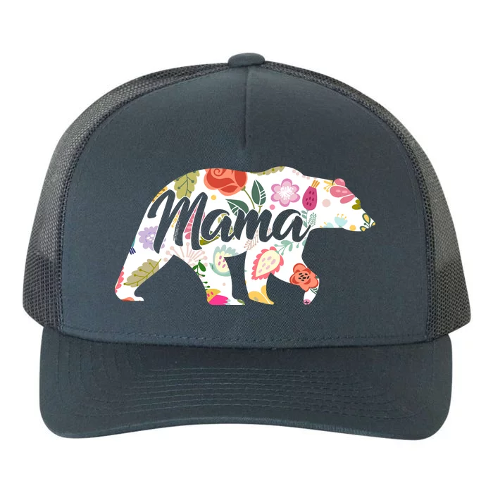 Mama Bear Cute Flower Pattern Yupoong Adult 5-Panel Trucker Hat