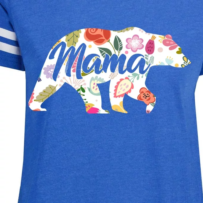 Mama Bear Cute Flower Pattern Enza Ladies Jersey Football T-Shirt