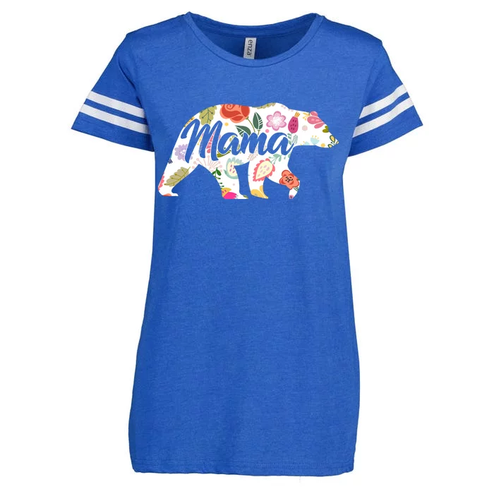 Mama Bear Cute Flower Pattern Enza Ladies Jersey Football T-Shirt