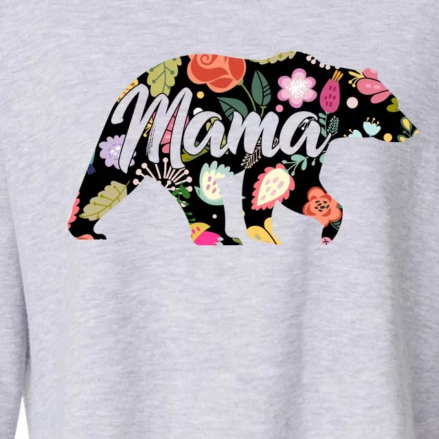 Mama Bear Cute Flower Pattern Cropped Pullover Crew