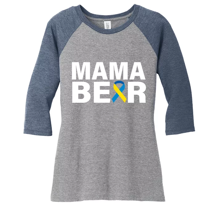 Mama Bear Down Syndrome Awareness Women's Tri-Blend 3/4-Sleeve Raglan Shirt