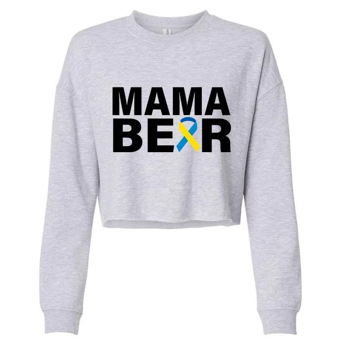 Mama Bear Down Syndrome Awareness Cropped Pullover Crew