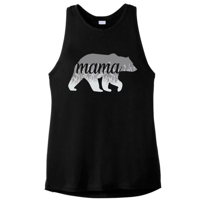 Mama Bear Floral Logo Ladies Tri-Blend Wicking Tank