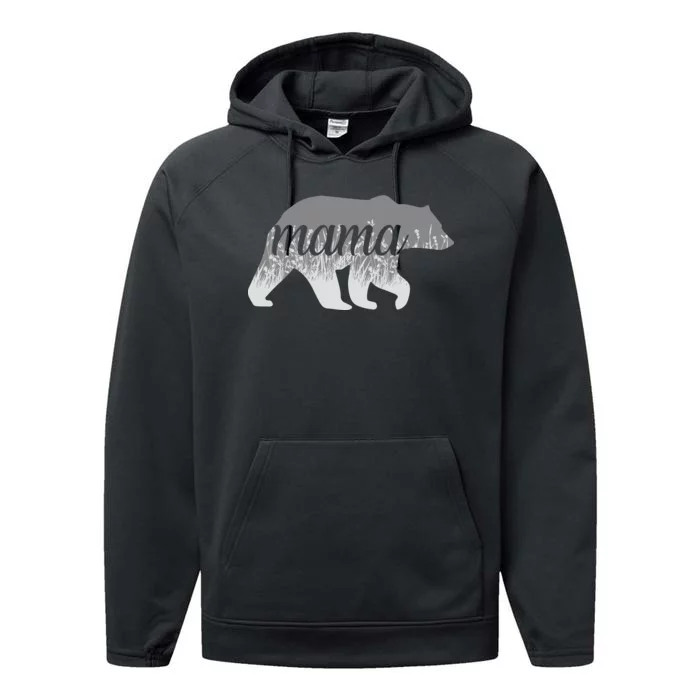 Mama Bear Floral Logo Performance Fleece Hoodie