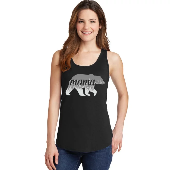 Mama Bear Floral Logo Ladies Essential Tank