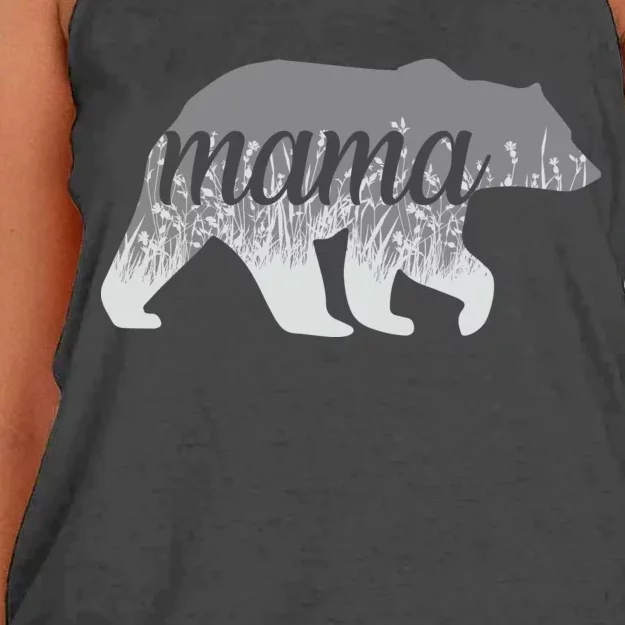 Mama Bear Floral Logo Women's Knotted Racerback Tank