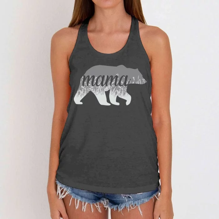 Mama Bear Floral Logo Women's Knotted Racerback Tank