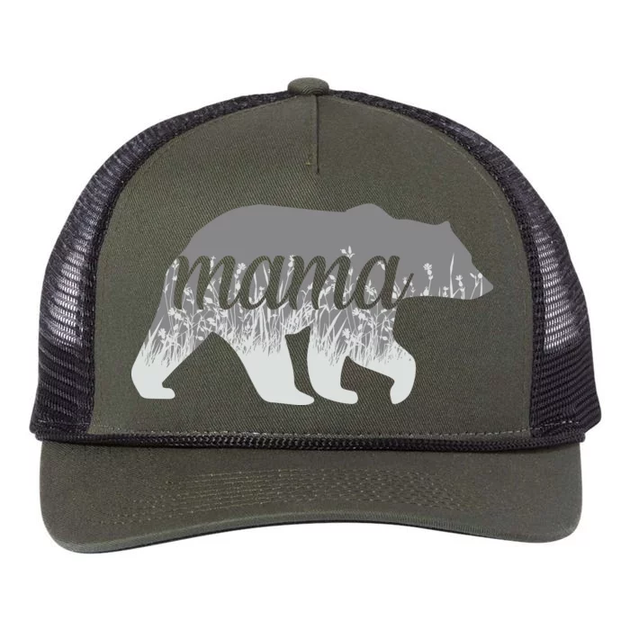 Mama Bear Floral Logo Retro Rope Trucker Hat Cap