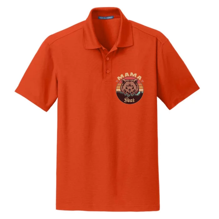 Mama Bear Vintage Bear Emblem Dry Zone Grid Performance Polo