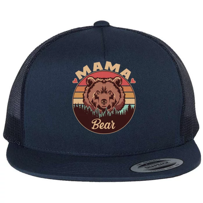 Mama Bear Vintage Bear Emblem Flat Bill Trucker Hat