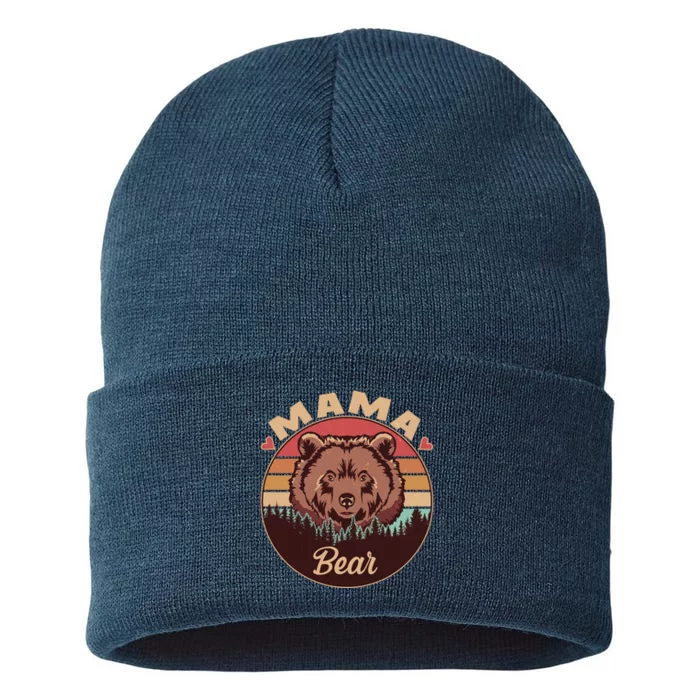 Mama Bear Vintage Bear Emblem Sustainable Knit Beanie