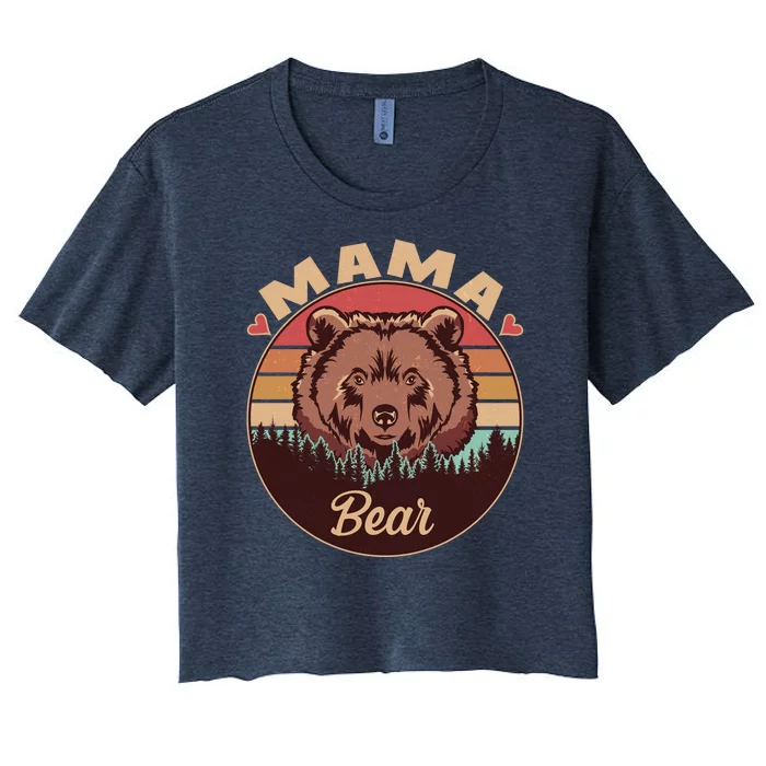 Mama Bear Vintage Bear Emblem Women's Crop Top Tee