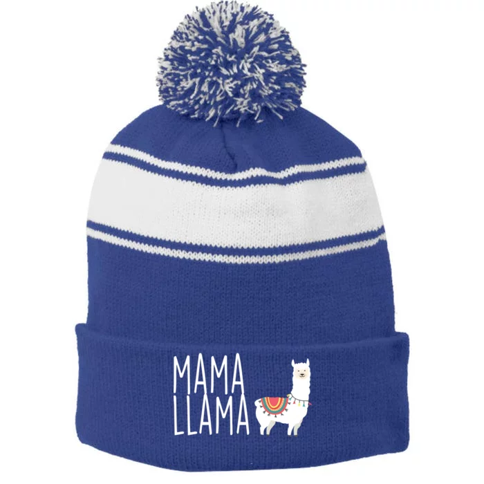 Mama Llama Logo Stripe Pom Pom Beanie