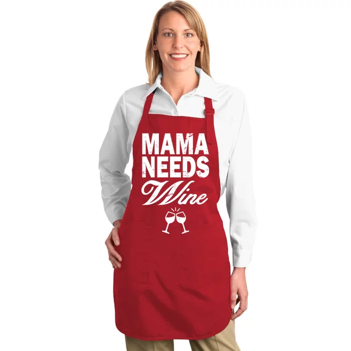 Mama Needs Wine Full-Length Apron With Pocket