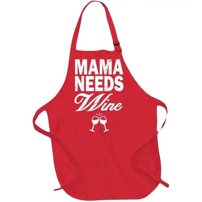 Mama Needs Wine Full-Length Apron With Pocket