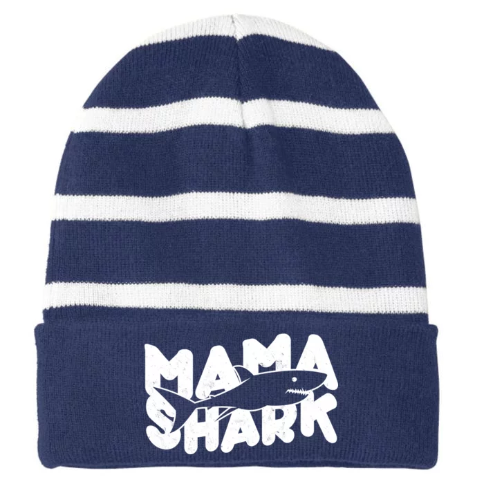 Mama Shark Striped Beanie with Solid Band