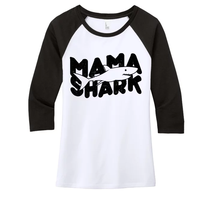 Mama Shark Women's Tri-Blend 3/4-Sleeve Raglan Shirt