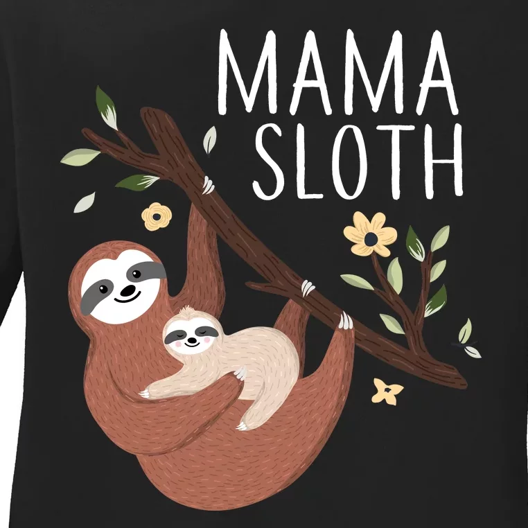 Mama Sloth Ladies Long Sleeve Shirt