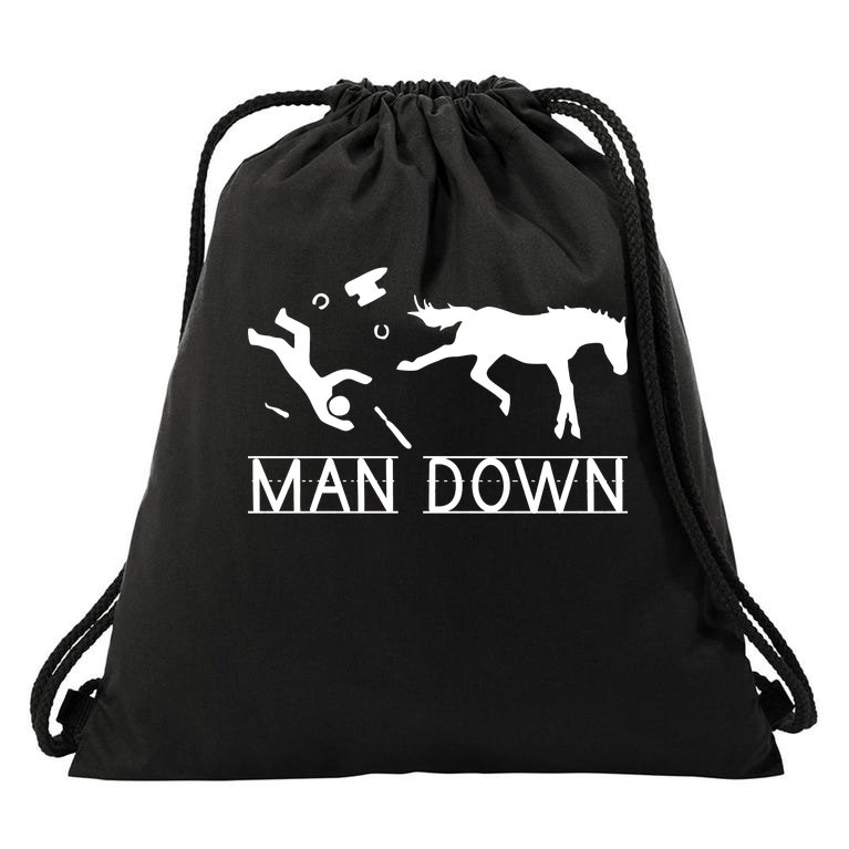 Man Down Horseshoer Funny Horse Drawstring Bag