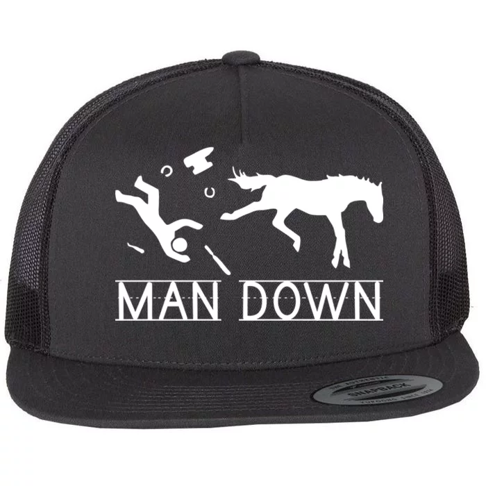 Man Down Horseshoer Funny Horse Flat Bill Trucker Hat