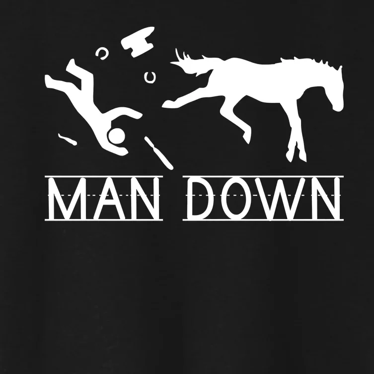 Man Down Horseshoer Funny Horse Women's Crop Top Tee