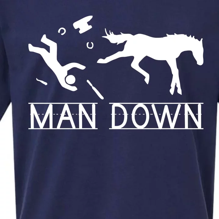 Man Down Horseshoer Funny Horse Sueded Cloud Jersey T-Shirt