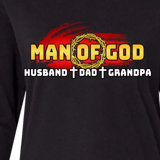 Man Of God Husband Dad Grandpa Womens Cotton Relaxed Long Sleeve T-Shirt