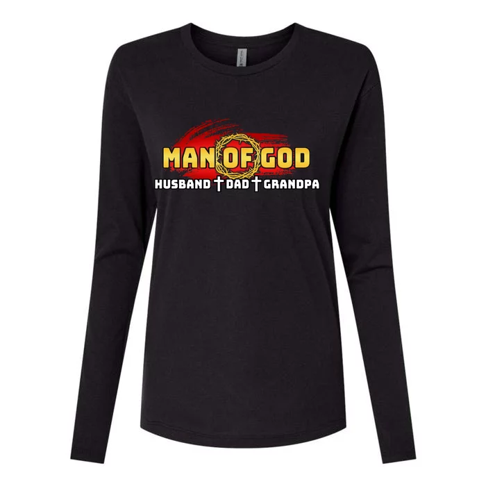 Man Of God Husband Dad Grandpa Womens Cotton Relaxed Long Sleeve T-Shirt