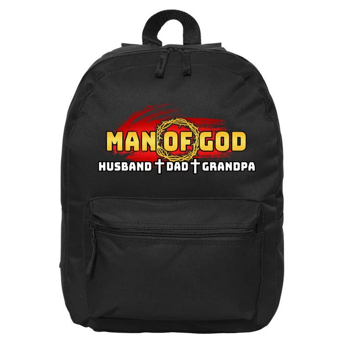 Man Of God Husband Dad Grandpa 16 in Basic Backpack