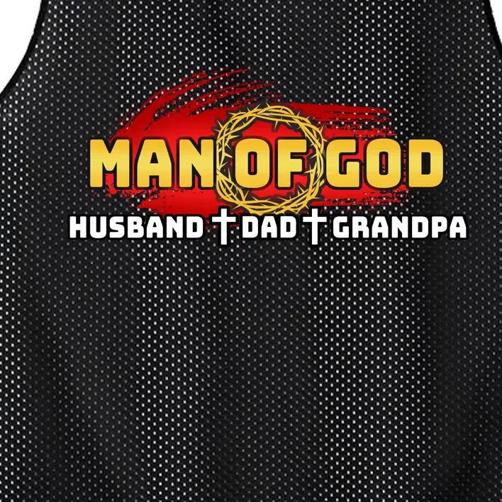 Man Of God Husband Dad Grandpa Mesh Reversible Basketball Jersey Tank