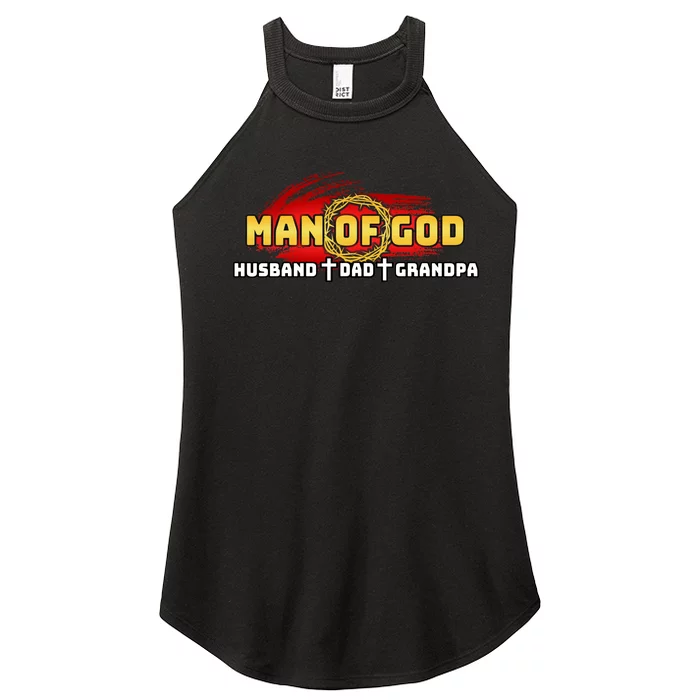 Man Of God Husband Dad Grandpa Women’s Perfect Tri Rocker Tank