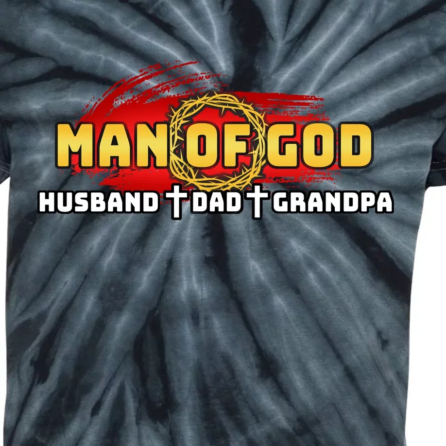 Man Of God Husband Dad Grandpa Kids Tie-Dye T-Shirt