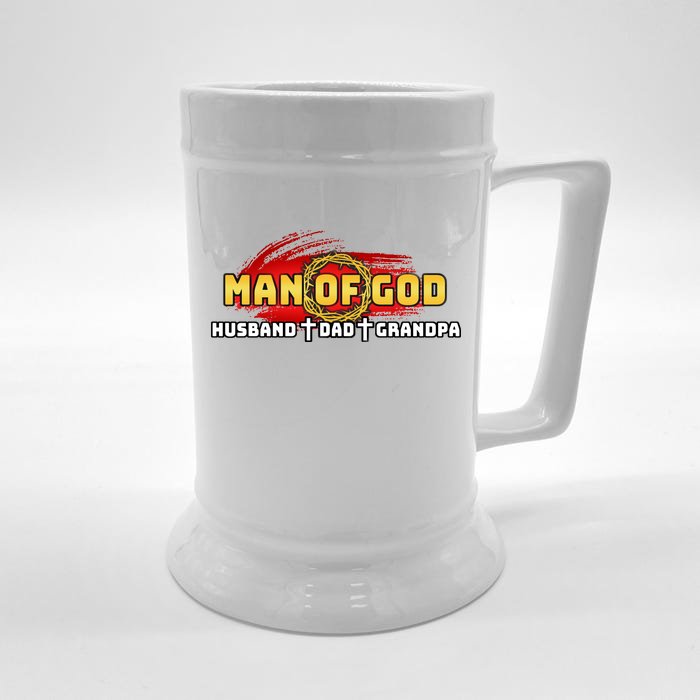 Man Of God Husband Dad Grandpa Front & Back Beer Stein