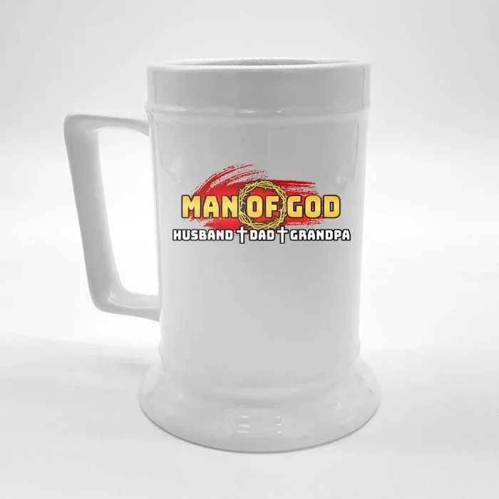 Man Of God Husband Dad Grandpa Front & Back Beer Stein