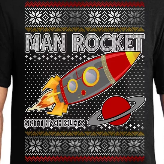 Man Rocket Spittin' Chiclets Ugly Christmas Sweater Pajama Set