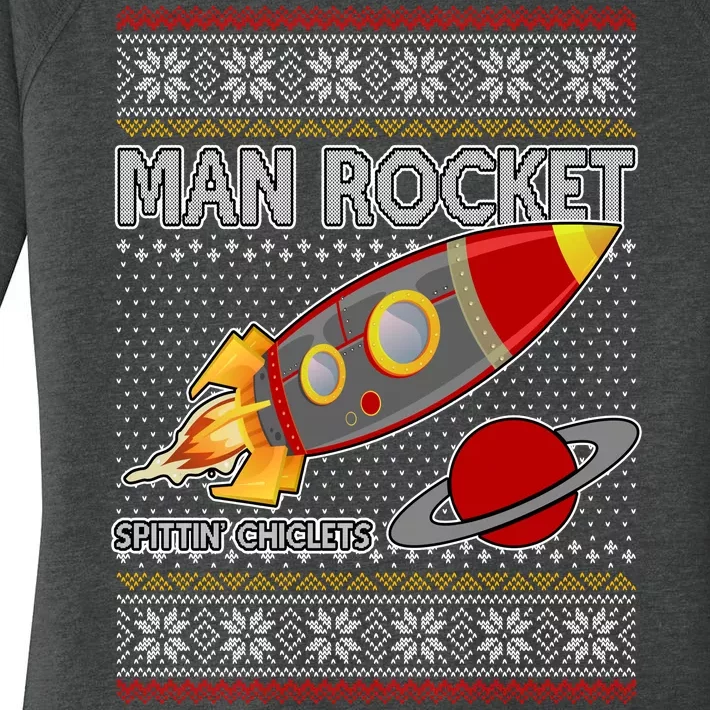 Man Rocket Spittin' Chiclets Ugly Christmas Sweater Women's Perfect Tri Tunic Long Sleeve Shirt