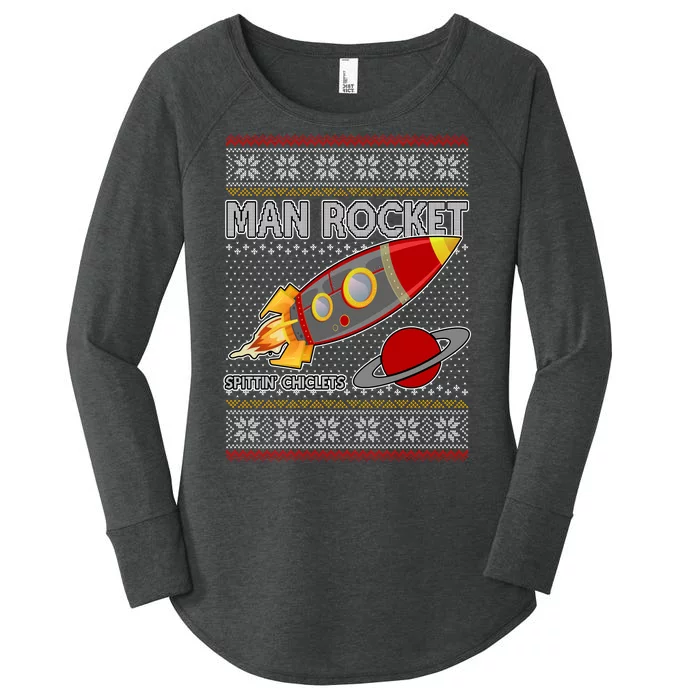 Man Rocket Spittin' Chiclets Ugly Christmas Sweater Women's Perfect Tri Tunic Long Sleeve Shirt