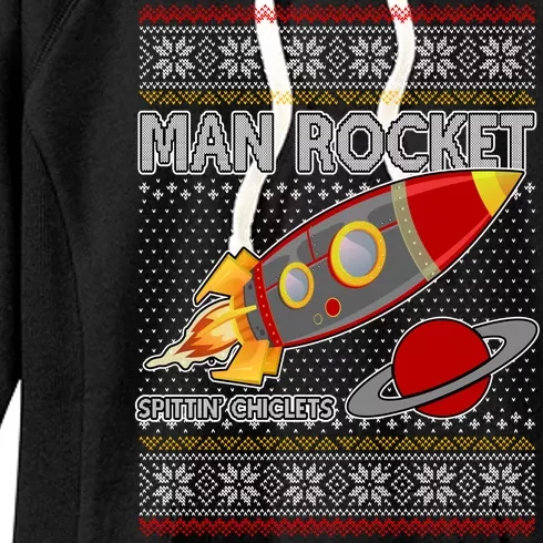 Man Rocket Spittin' Chiclets Ugly Christmas Sweater Women's Fleece Hoodie