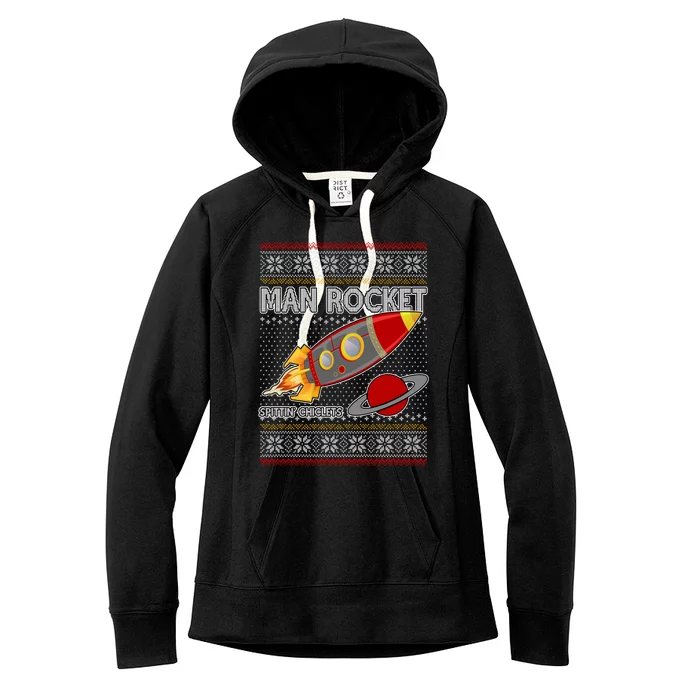 Man Rocket Spittin' Chiclets Ugly Christmas Sweater Women's Fleece Hoodie