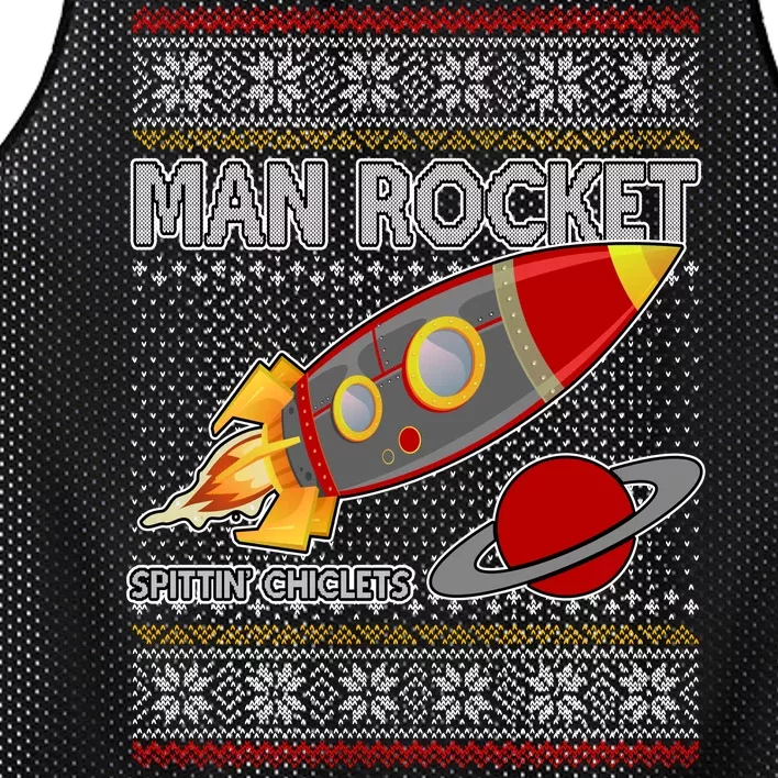 Man Rocket Spittin' Chiclets Ugly Christmas Sweater Mesh Reversible Basketball Jersey Tank