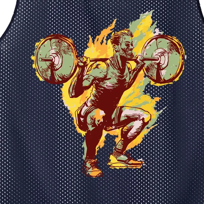 Man Squatting Mesh Reversible Basketball Jersey Tank