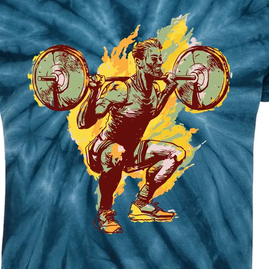 Man Squatting Kids Tie-Dye T-Shirt