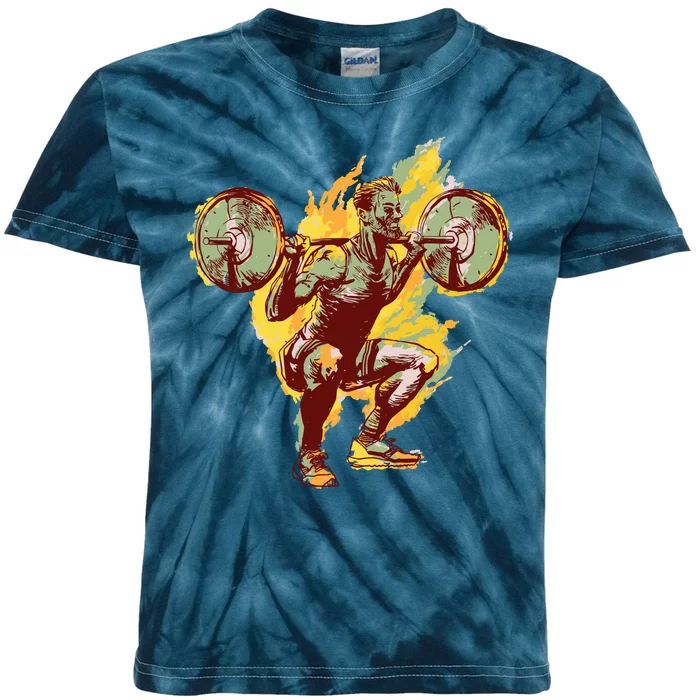 Man Squatting Kids Tie-Dye T-Shirt