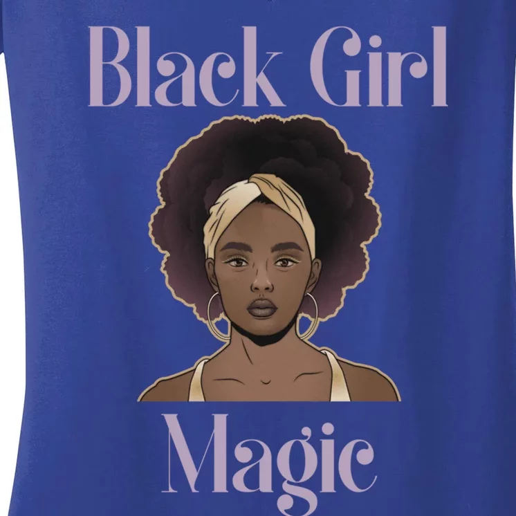 Melanin Afro Natural Hair Juneteenth Black Girl Magic Gift Women's V-Neck T-Shirt