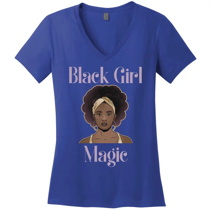 Melanin Afro Natural Hair Juneteenth Black Girl Magic Gift Women's V-Neck T-Shirt