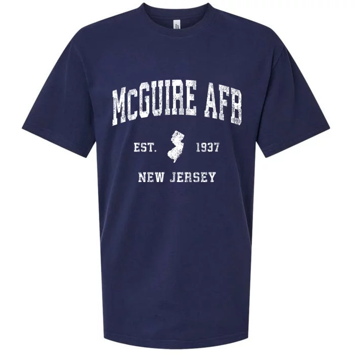 Mcguire Afb New Jersey Nj Vintage Athletic Sports Design Sueded Cloud Jersey T-Shirt