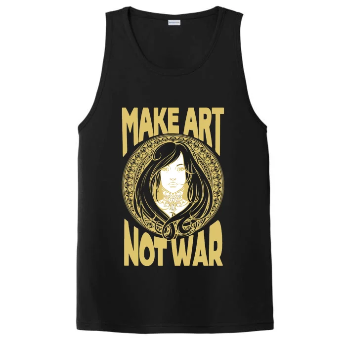 Make Art Not War Cameo Portrait Performance Tank